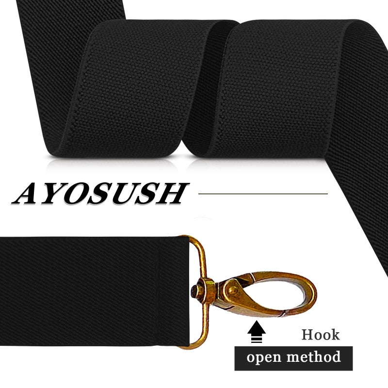 AYOSUSH Vintage Suspenders for Men Heavy Duty 4 Snap Hooks for Belt Loops Adjustable X Back (Black 4, One Size) - Image 4